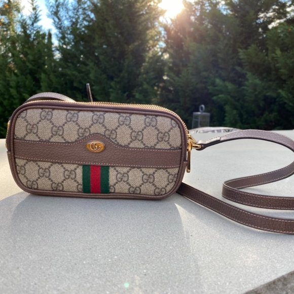 Gucci Ophidia Interlocking GG Canvas with Webbing Shoulder Bag - Picture 1 of 13